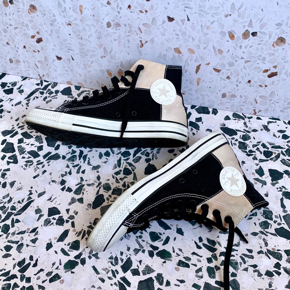 Color Changing Checkered Cream & White Converse - Picture 2 of 4